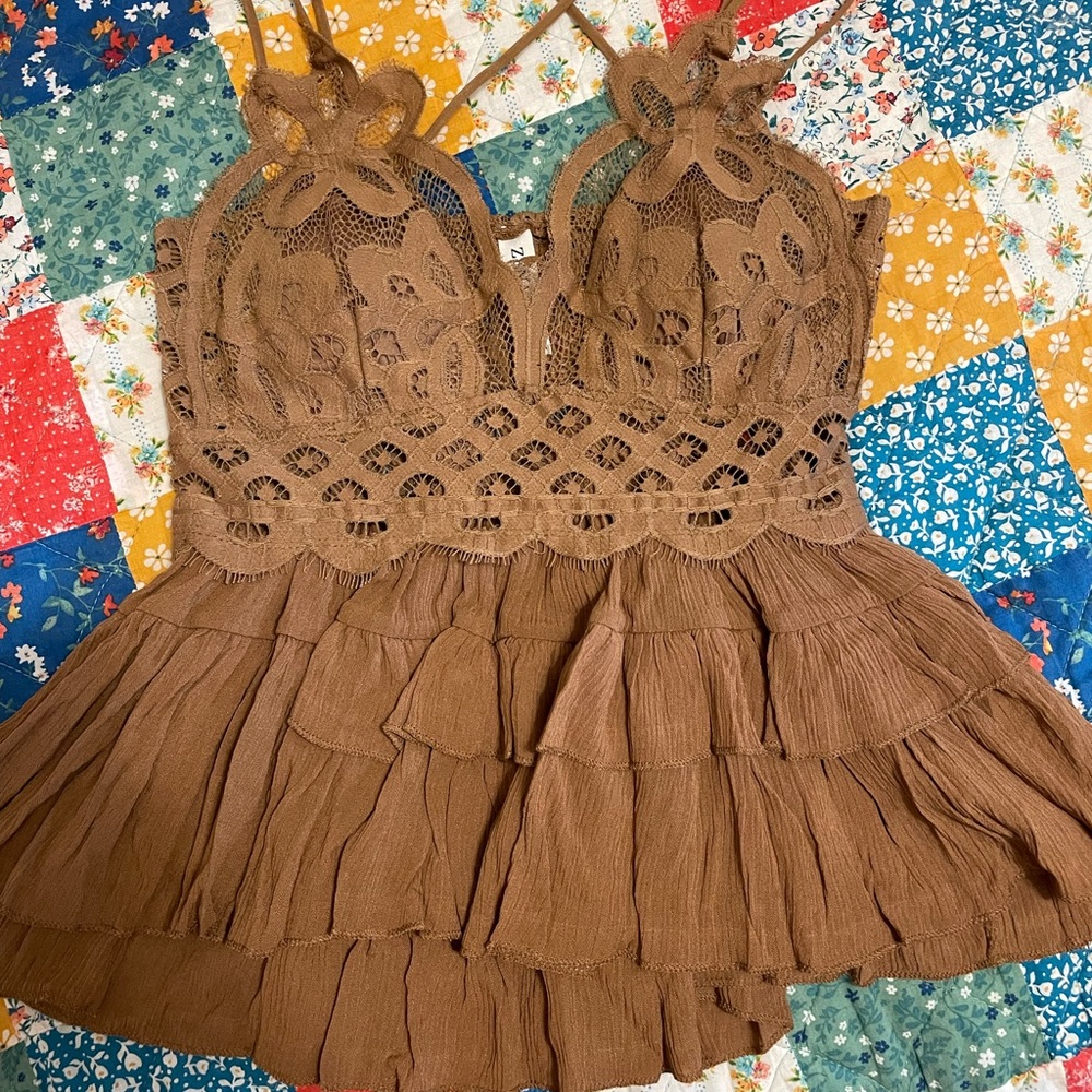 SOLD Zenana Lace Peplum Camisole